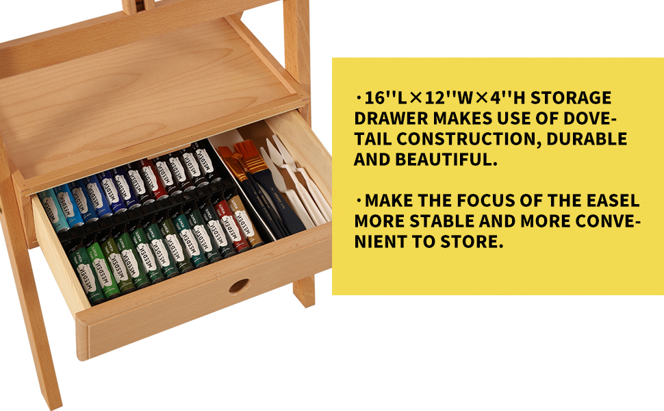 MEEDEN Forward Tilt Studio HFrame Easel with Art Supply Storage Drawer