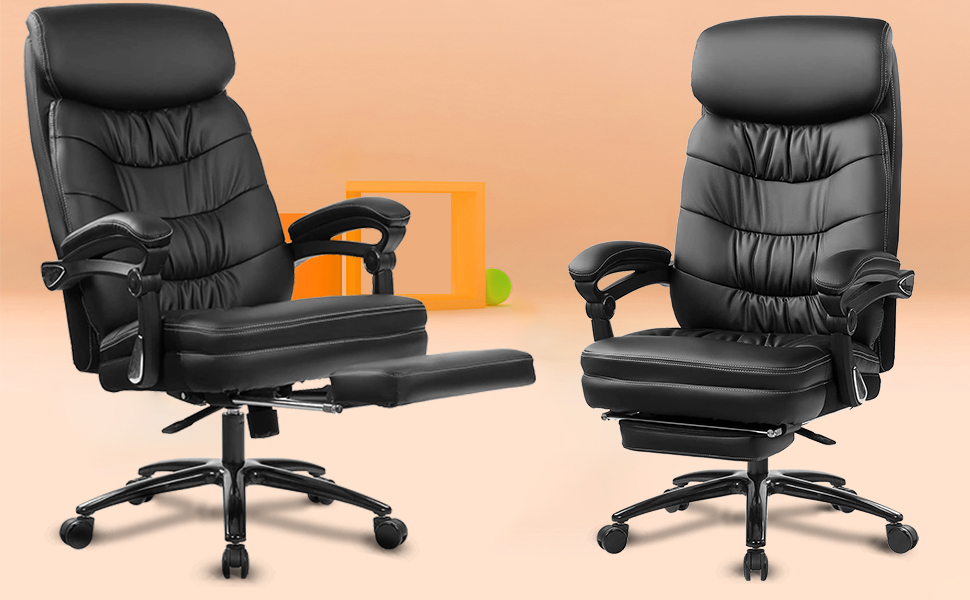 KCREAM Big and Tall Executive Office Chair Ergonomic Leather Reclining