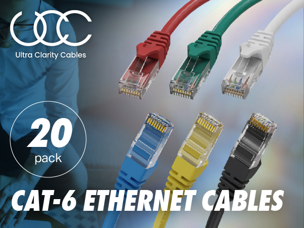 Cat6 Ethernet Cable (6 Feet) LAN, UTP Cat 6 RJ45, Network
