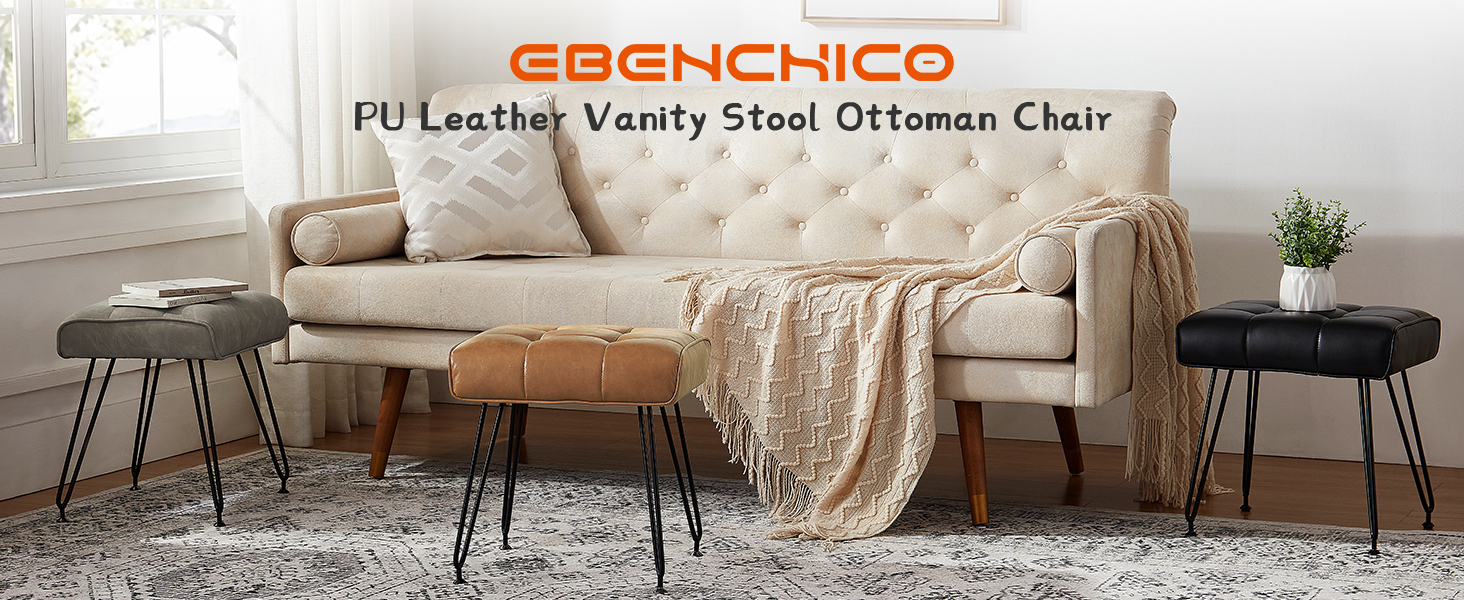 EBENCHICO PU Leather Vanity Stools, Vanity Stool Chairs for