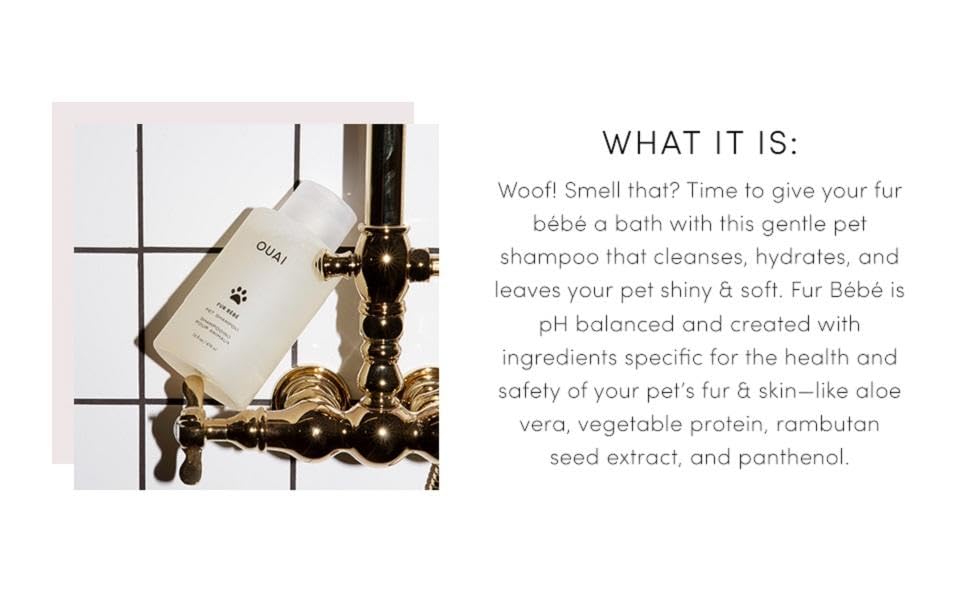 OUAI Fur Bébé Pet Shampoo, Mercer Street Scent, 16 Fl Oz