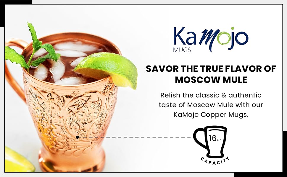 Embossed Exclusive Moscow Mule Copper Mugs Gift Set of 4 – Kamojo