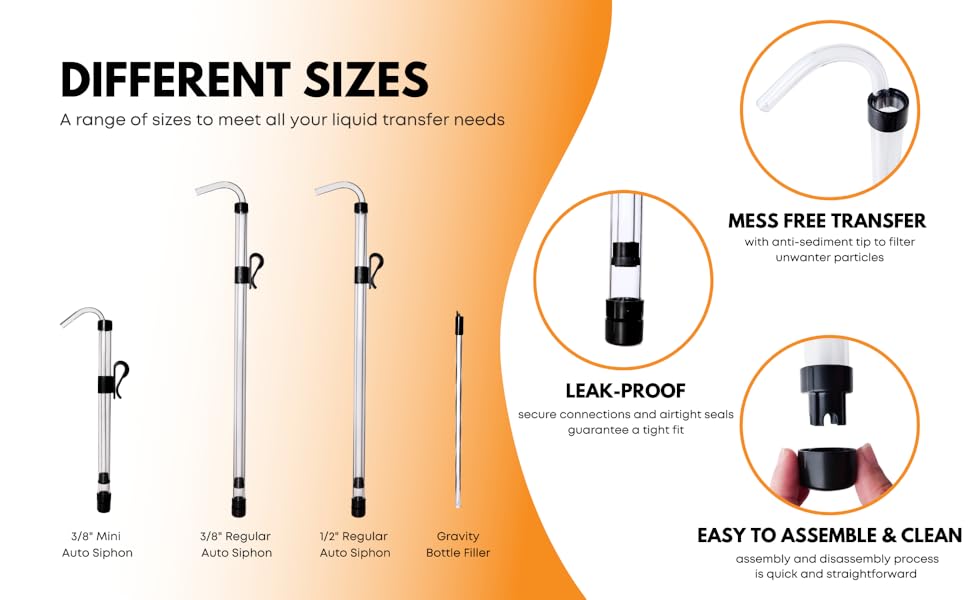 FastRack 3/8" Auto Siphon with Clamp 6' ft Hose