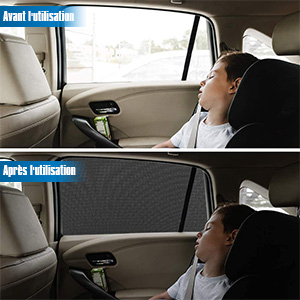 SUPERWALK Pare-Soleil Voiture Bébé,2 Pièces Chaussette Voiture Soleil par,Bloquer Les Rayons UV,Compatible avec la Plupart des Auto (Noir) (Noir, L) pare soleil voiture bébé