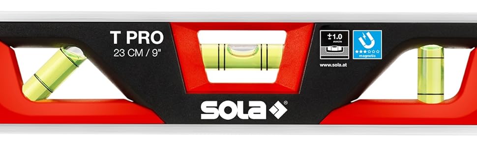 SOLA TPRO Torpedo Level, 9-Inch, Magnetic, Black/Red