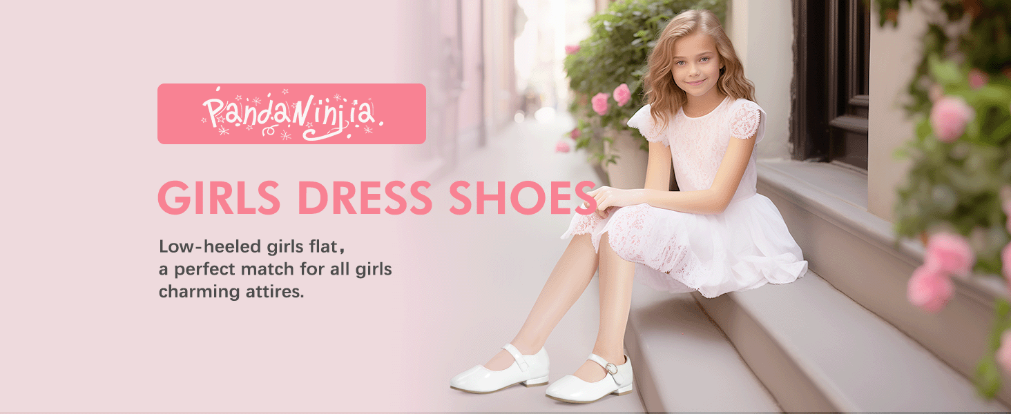 PANDANINJIA Girls Dress Shoes Patent Ballerina Flats