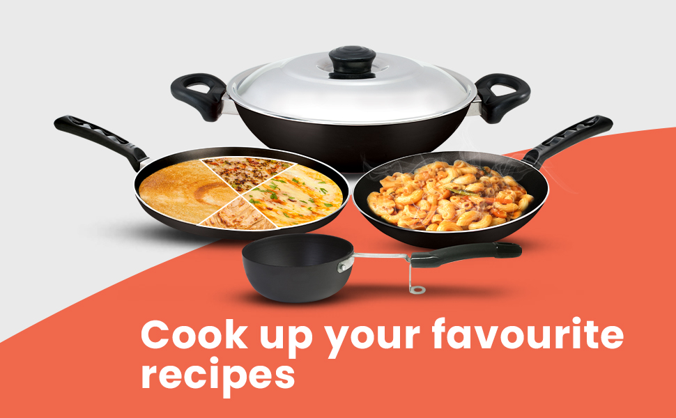 Buy Nirlep Aspa Happiness Cookware Set 5 pcs,1 Fry Pan,1 Tawa,1 Kadhai