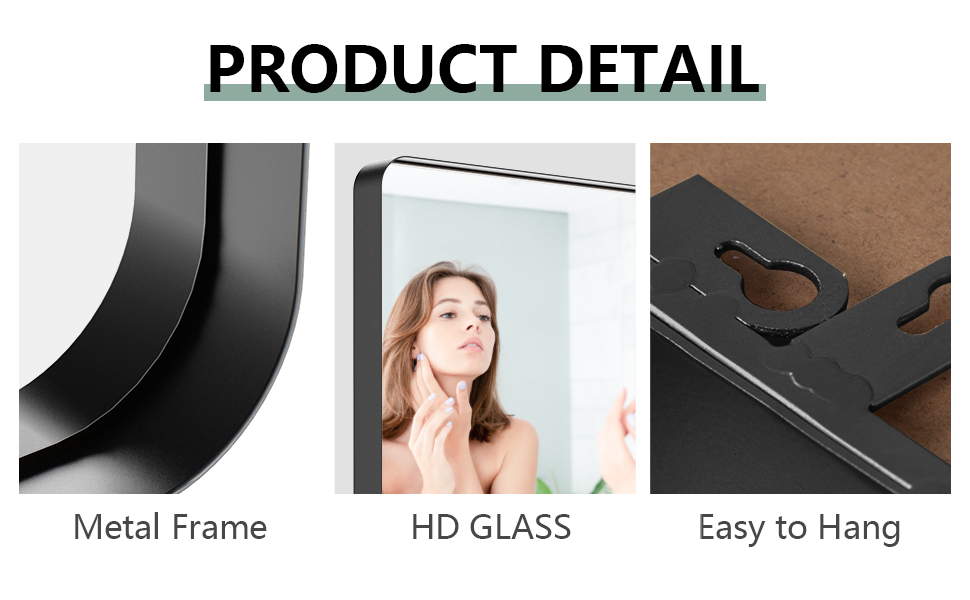 Bathroom Mirrors for Wall,28 x 40 Inch Rectangluar Black