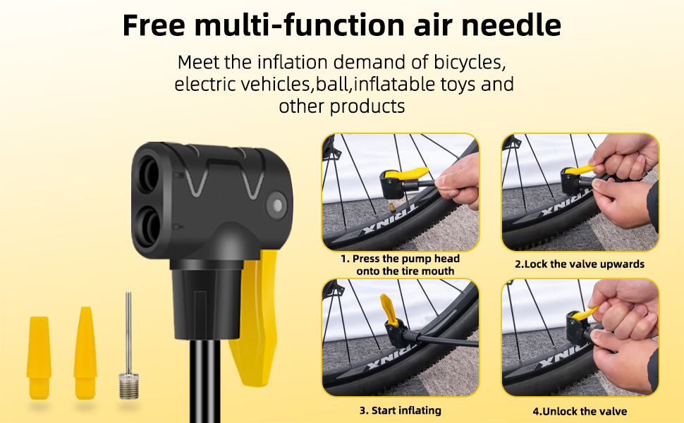 TOOLITIN Floor Bike Pump with Gauge,160 PSI High Pressure,Bicycle Pump