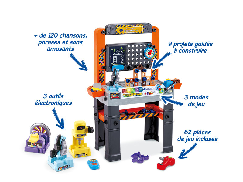 VTech - Mon Super Établi Interactif, Bricolage Enfant, Jeux