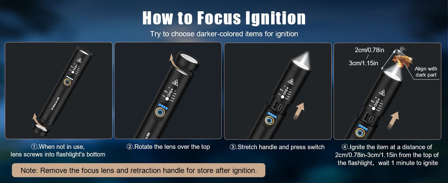 SKYFIRE LED Rechargeable Flashlight High Lumens  