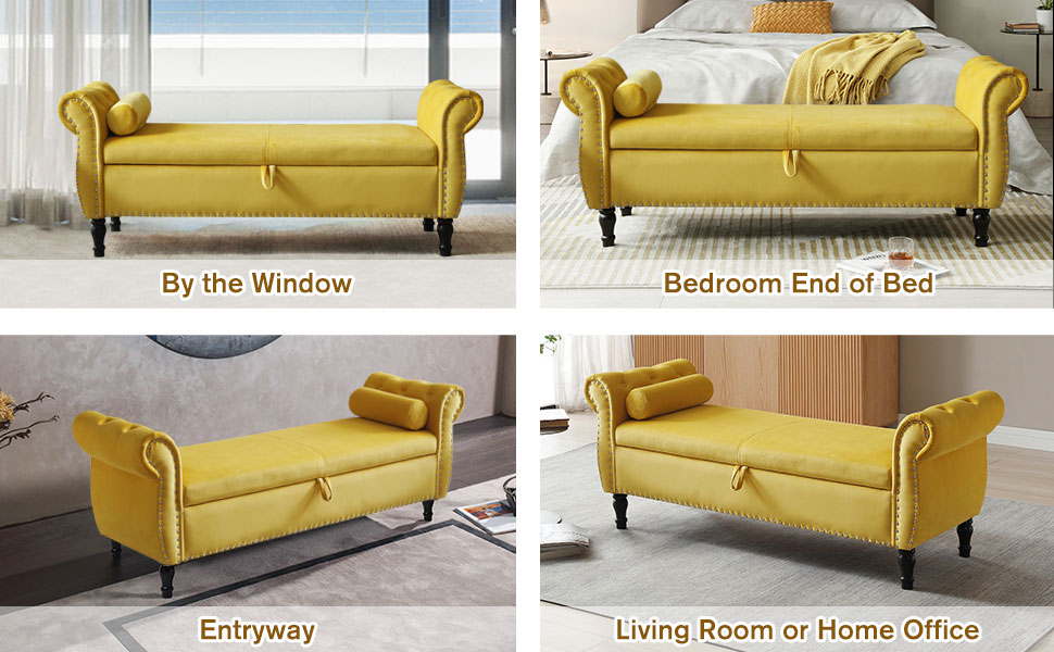 KIVENJAJA Storage Bench for Bedroom End of Bed, 63" Long