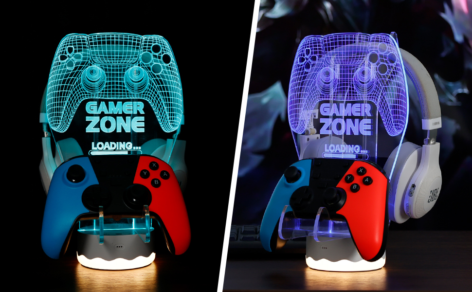 Light up Headphone Controller Stand, 16 Colors 3D LED Lights Headset