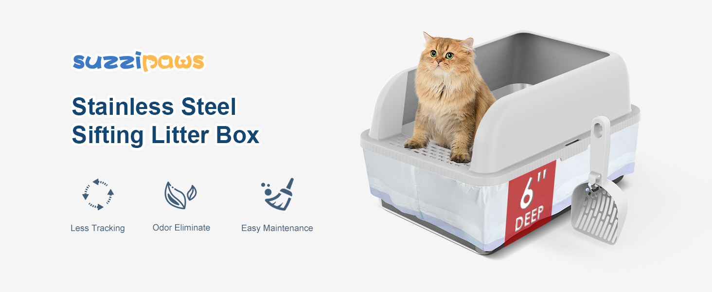 stainless steel sifting litter box with lid