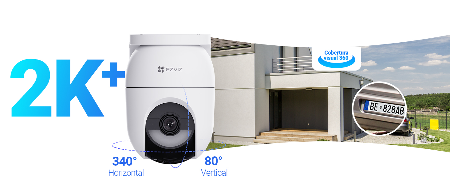 Cámara de bateria con panel solar, exterior, 4MP, 2K, EZVIZ, AOV