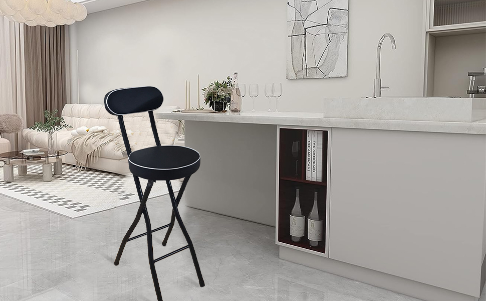 UWear Portable Folding Stool,Folding Bar Stool with Back