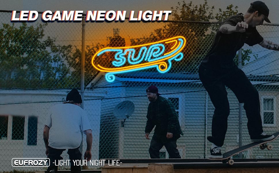 neon sign skateboard
