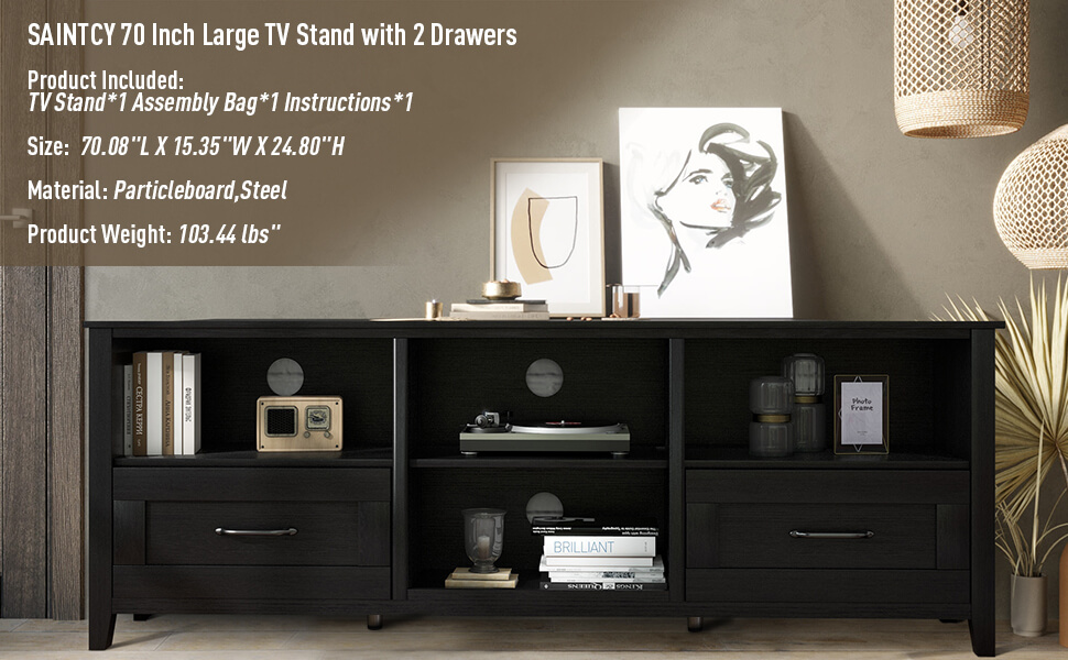 Black 75 inch TV Stand
