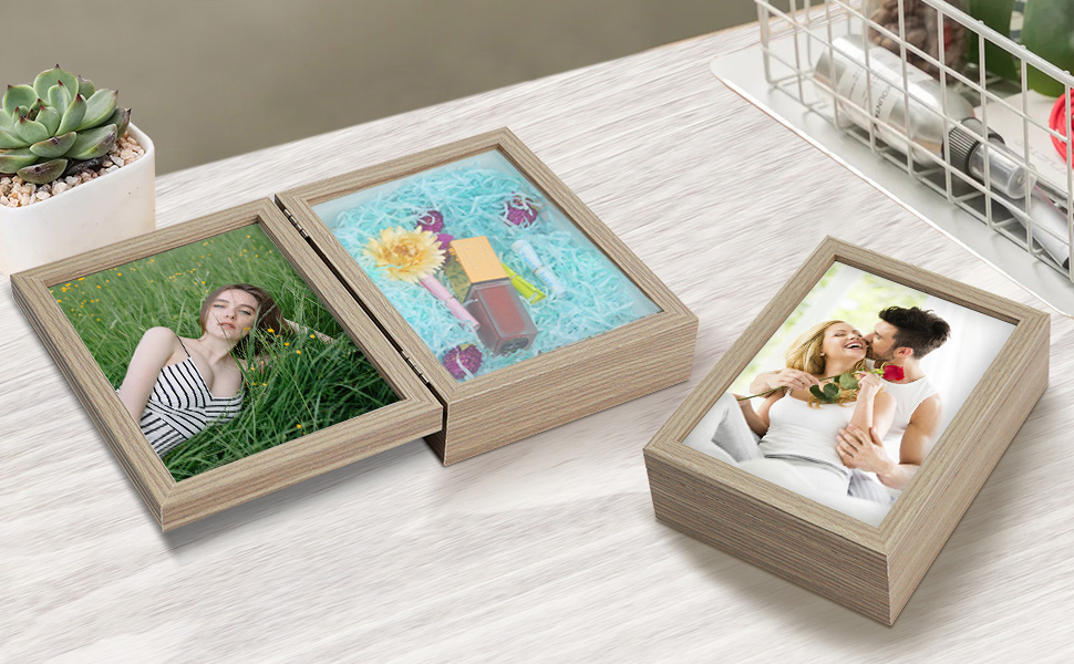 ZEEYUAN 5x7 Picture Frames Double Hinged MDF Wood Shadow