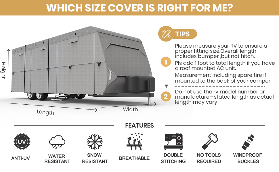 Leader Accessories Easy Setup RV Cover Extra Thick 5 Layers