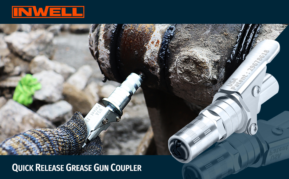 Inwell Locking Grease Gun Coupler with Quick Release,(Upgraded 14000 PSI,16mm Head