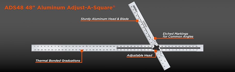Johnson Level & Tool ADS48 Heavy Duty Aluminum Adjustable T