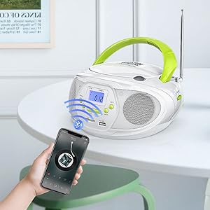 Amazon.com: YOWGULF Portable CD Player Bluetooth Boombox Speaker with ...
