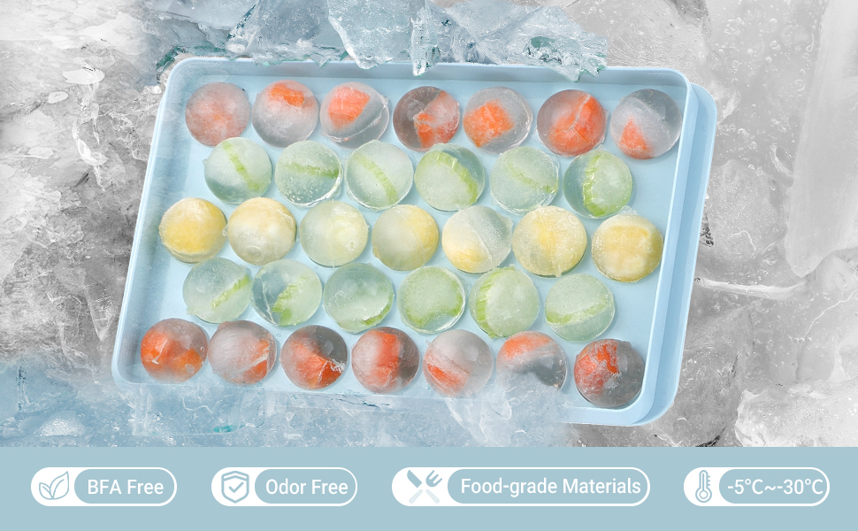 Firelex 4Pack Plastic Ice Cube Trays, Round Ice Balls Mold Maker Ice