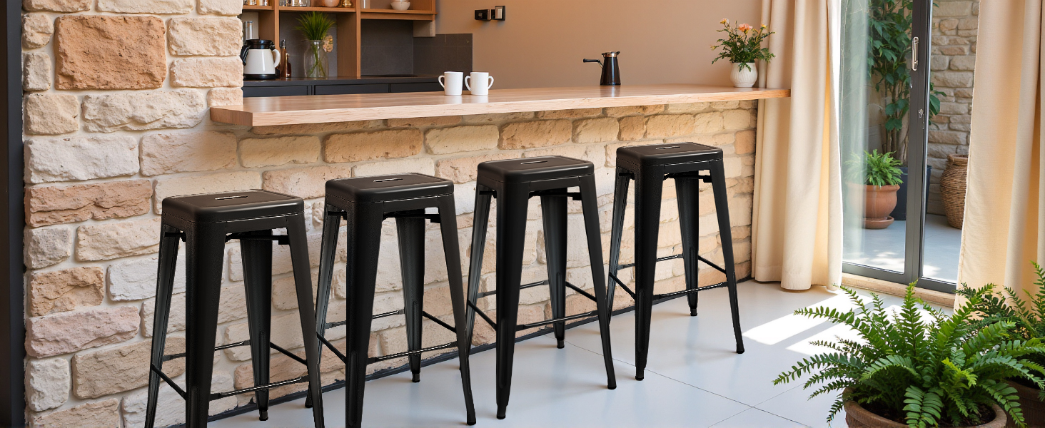 black metal stool