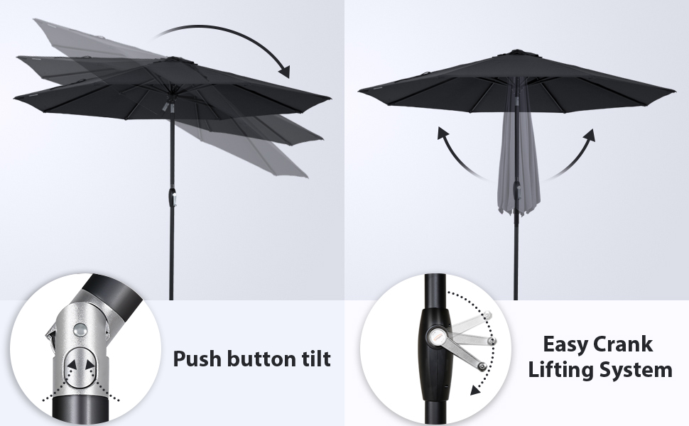 Tempera 9' Outdoor Market Patio Table Umbrella with Push