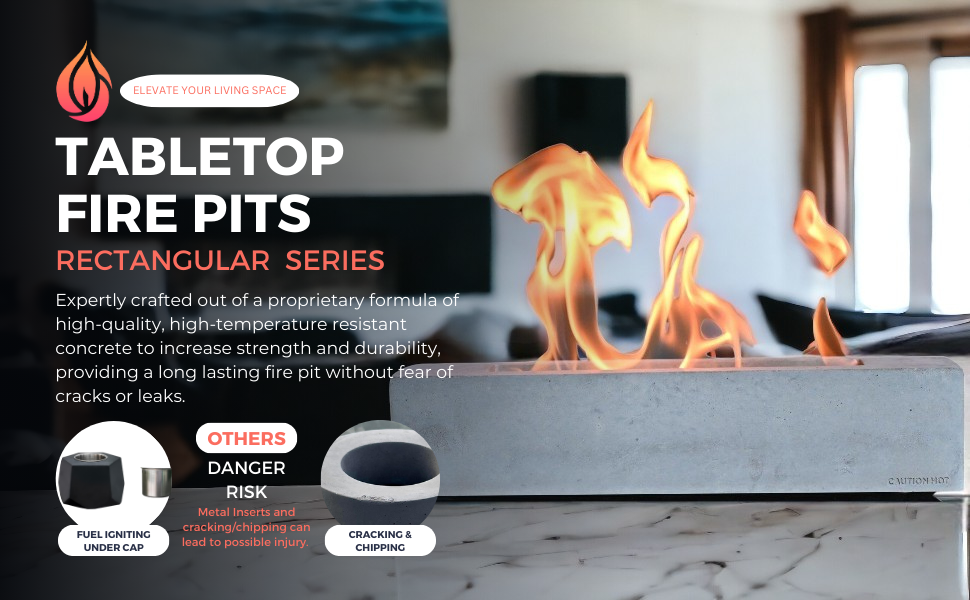 Colsen Gray Rectangular Tabletop Fire Pit Smokeless