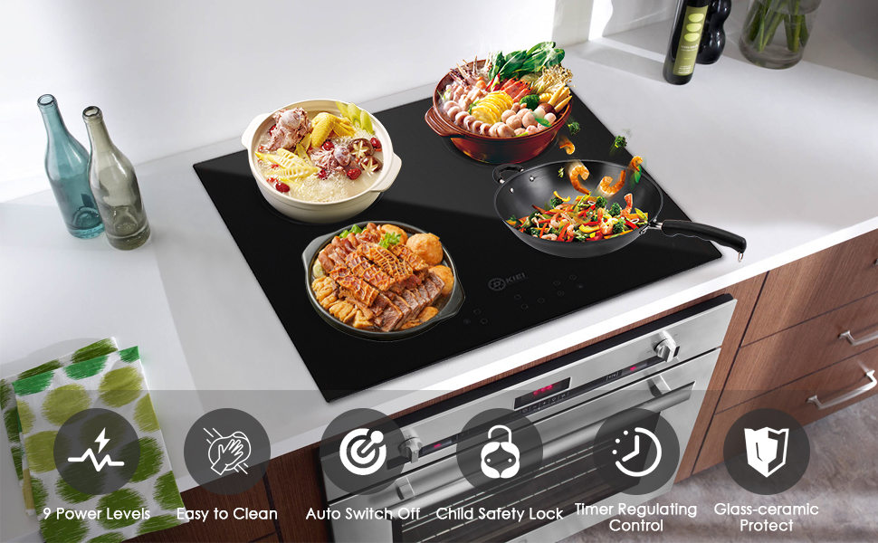 Plugin Induction Hob 66007400W 60cm Built in 4 Zones Electric Hob