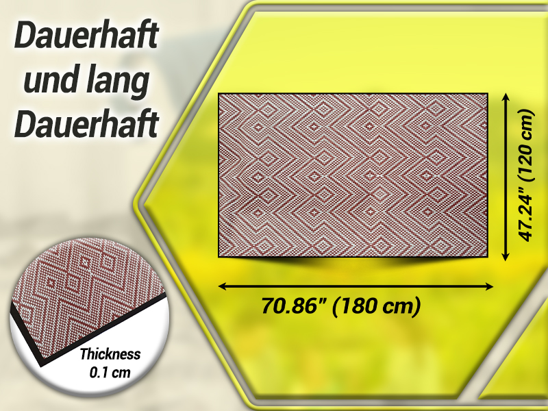 ARSUK OutdoorTeppich Wetterfest, 180x120cm, StrandPicknickdecke