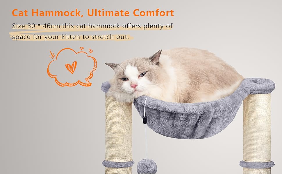 HOMIDEC Cat Scratching Post, 50cm Cat Tree with Cat Hammock Bed, Scratching Posts for Indoor