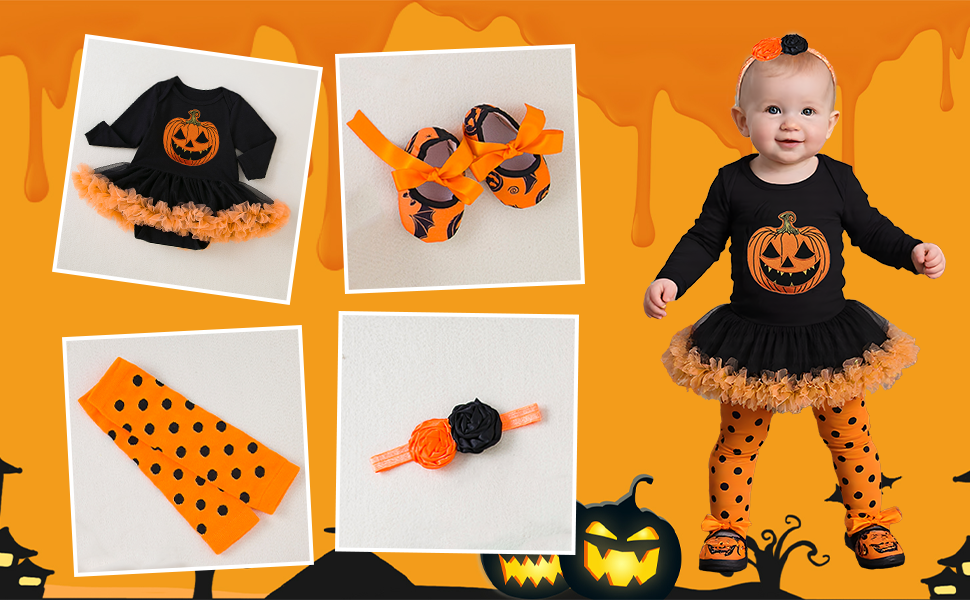 4Pcs Newborn Baby Girl Halloween