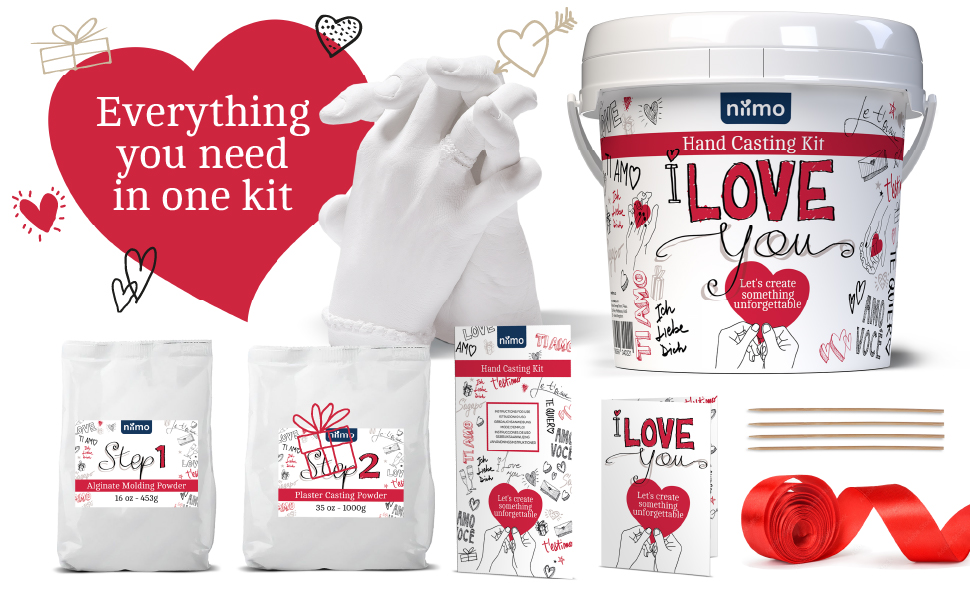 Niimo 'I Love You' Couples Hand Casting Kit SkinSafe Hand Cast Kit