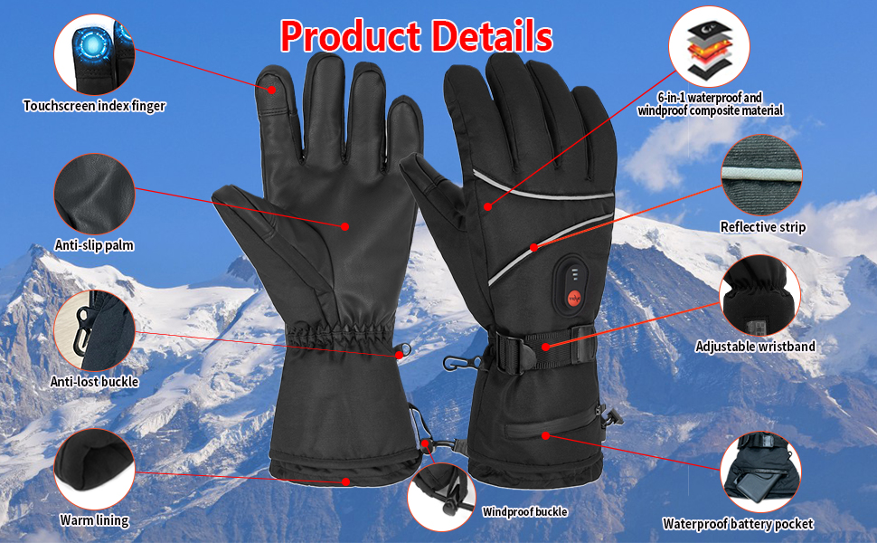 Heated Gloves for Men Women, Rechargeable Heated Gloves 5V