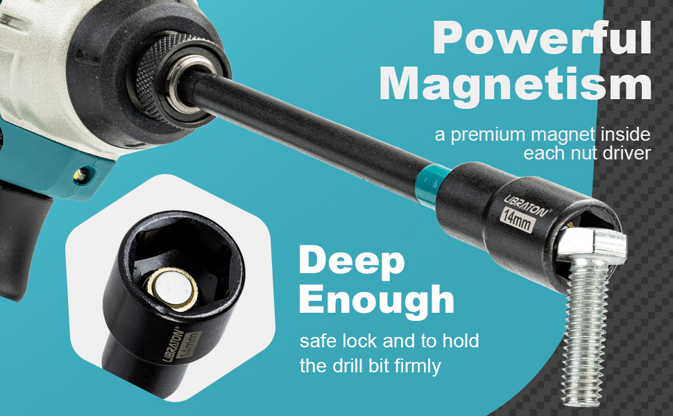 Libraton 8PCS Nut Driver Set, Long Nut Drivers 6INCH, Metric Nut Drivers