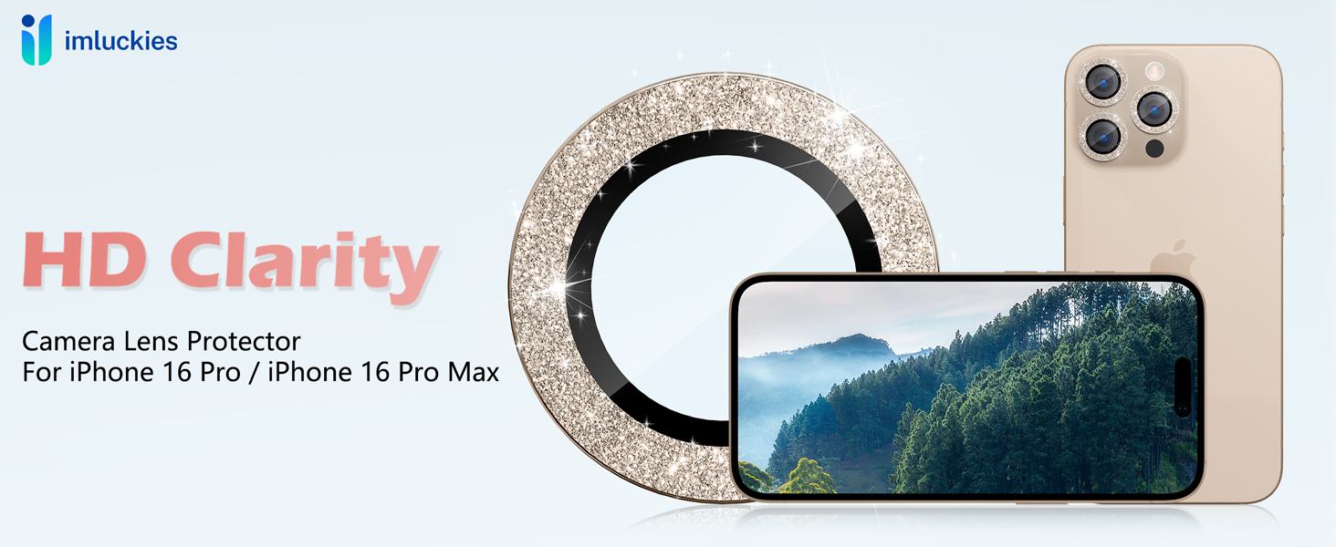 imluckies Glitter Camera Lens Protector for iPhone 16 Pro - iPhone 16 Pro Max, AR+AF Tempered Glass, 9H Ultra-Tough Metal Individual Lens Cover, HD Clear Camera Accessories - Bling Desert Titanium 10 imluckies Camera Lens Protector For iPhone 16 Pro / iPhone 16 Pro Max