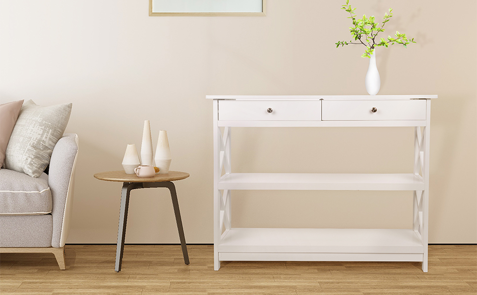 Entryway Table Console Table with 2 Drawers, 39" Sofa Table