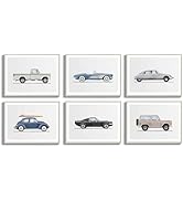 ZLYARTMP 6Pcs Nursery Car Wall Art Vintage Racecar Canvas Pictures Baby Room Supercars Wall Decor...