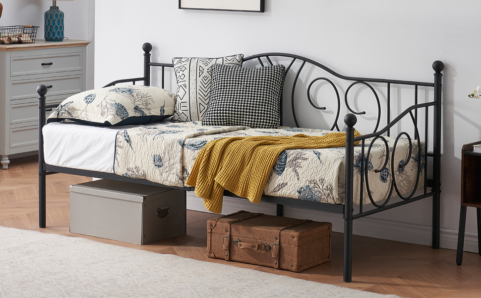 VECELO Metal Daybed Frame Multifunctional Platform Bed Sofa Mattress