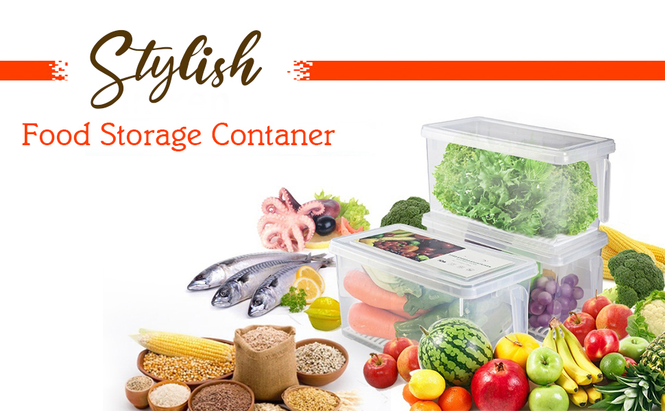 PRUVAVE Polypropylene Fridge Storage Boxes With Lid And 3 Bins, Fridge