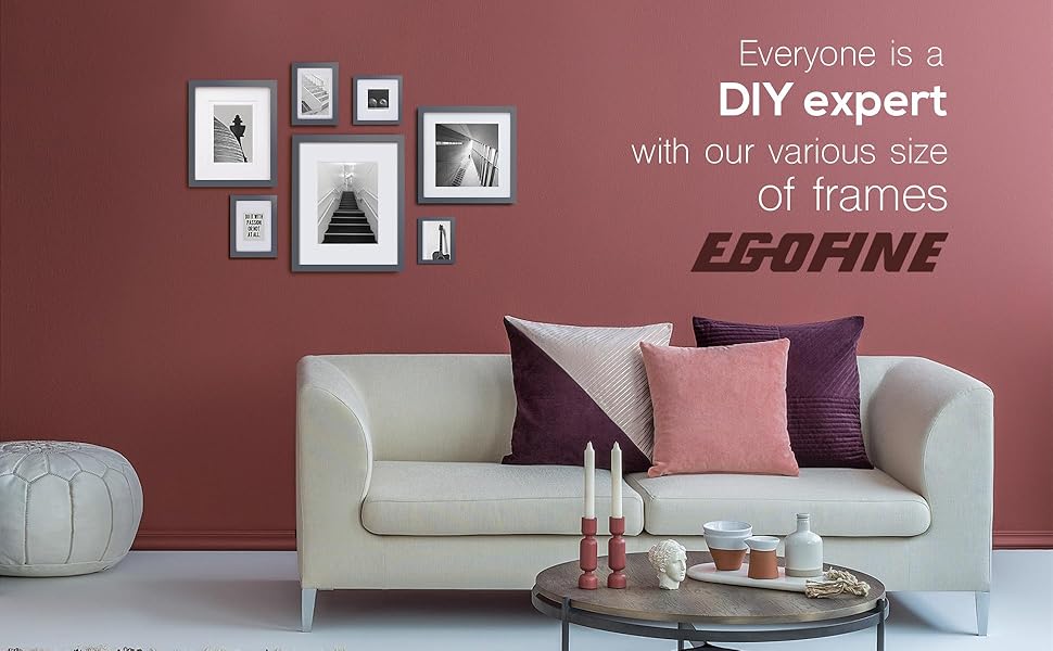 Egofine 7x5 Photo Frames Set of 4, Freestanding and Wall Mountable