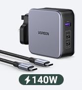 UGREEN Nexode 140W USB C Charger Set, 3-Port GaN Laptop Charger Type C with 2M USB C Cable Travel...