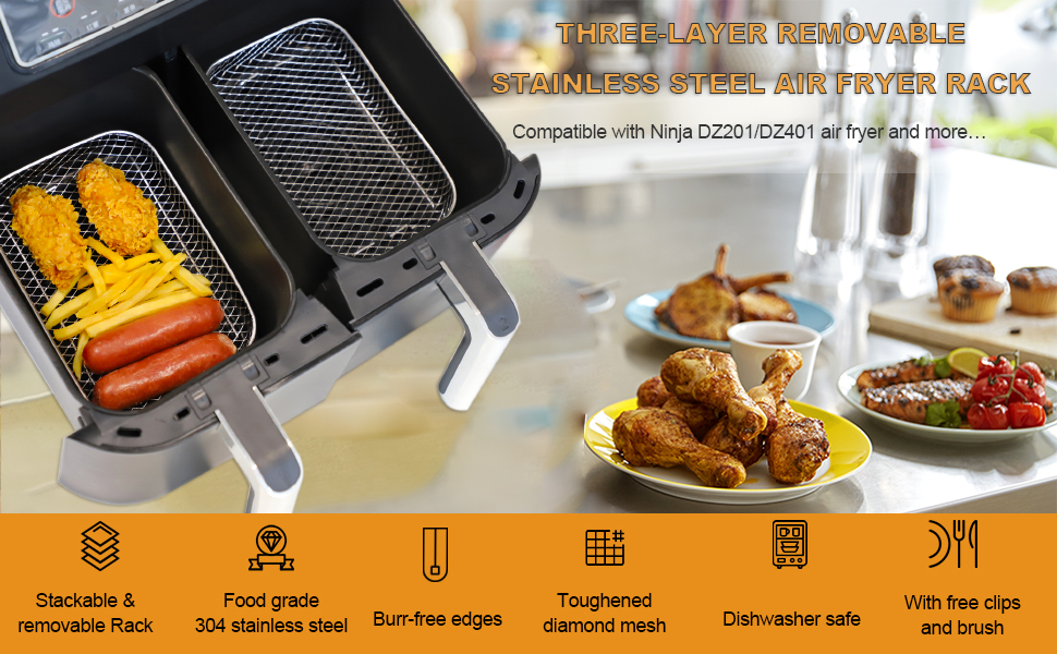 304 Stainless Steel Air Fryer Rack for Ninja Foodi AF300UK