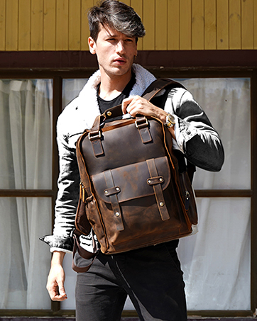 leather laptop backpack