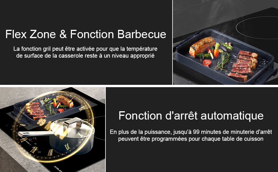 Plaque De Cuisson Encastrée à Induction 7000 W Avec 4 Foyers, Plaque De Cuisson Flexinduction Pour Barbecue, Gasland Chef IH604BF 12 970 x 600
