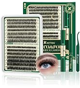 KEYYOU DIY Lash Extension Kit 280pcs Soft Lash Clusters 60D+80D D Curl Easy to Apply with Lash Bo...