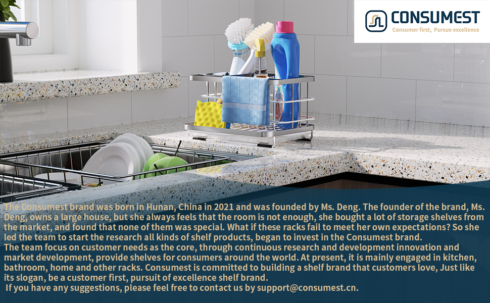 Consumest Kitchen Sink Organizer Sink Caddy with Cloth